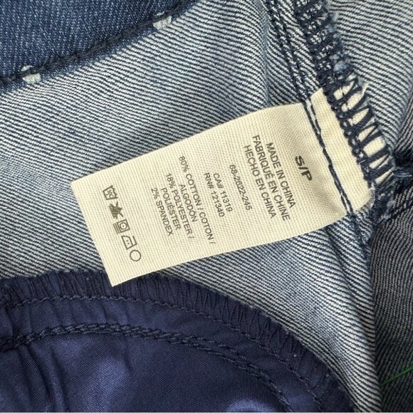 Garage polka dot denim jean crop top bustier style tank top blue white fitted - Picture 7 of 7